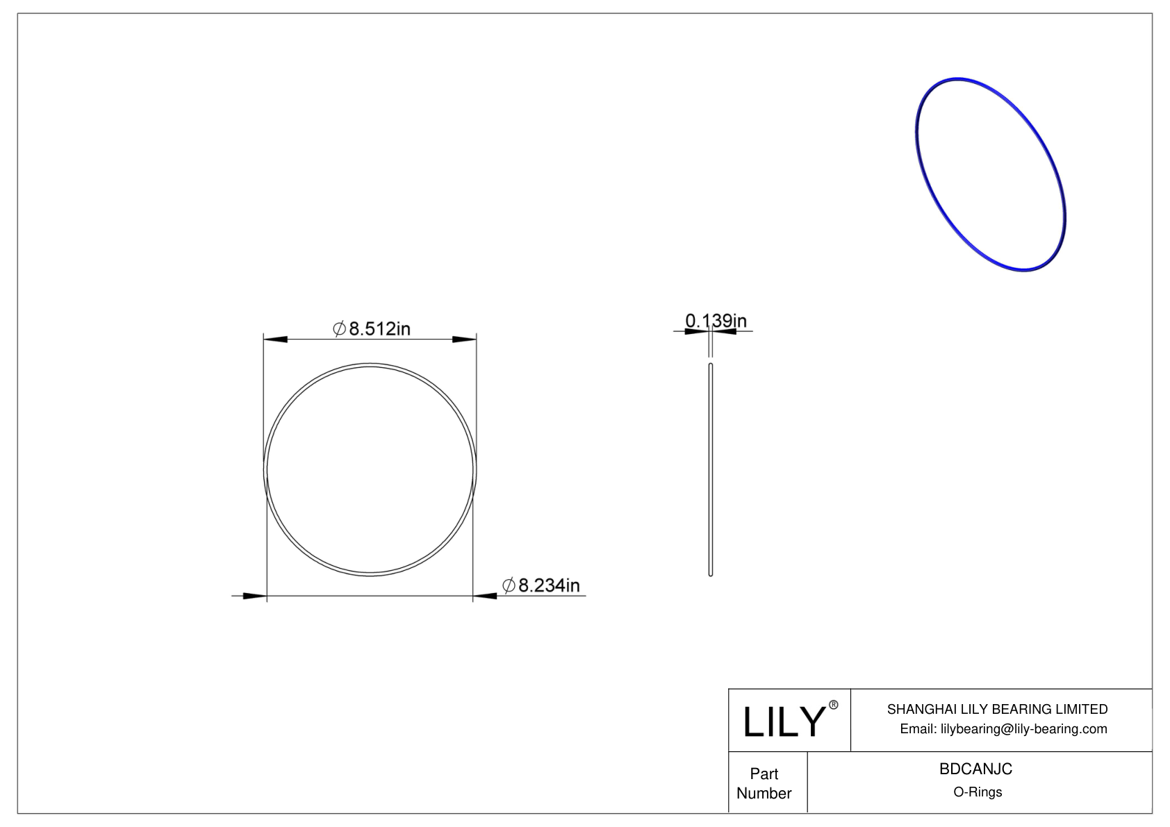 BDCANJC 圆形耐化学性 O 形圈 cad drawing