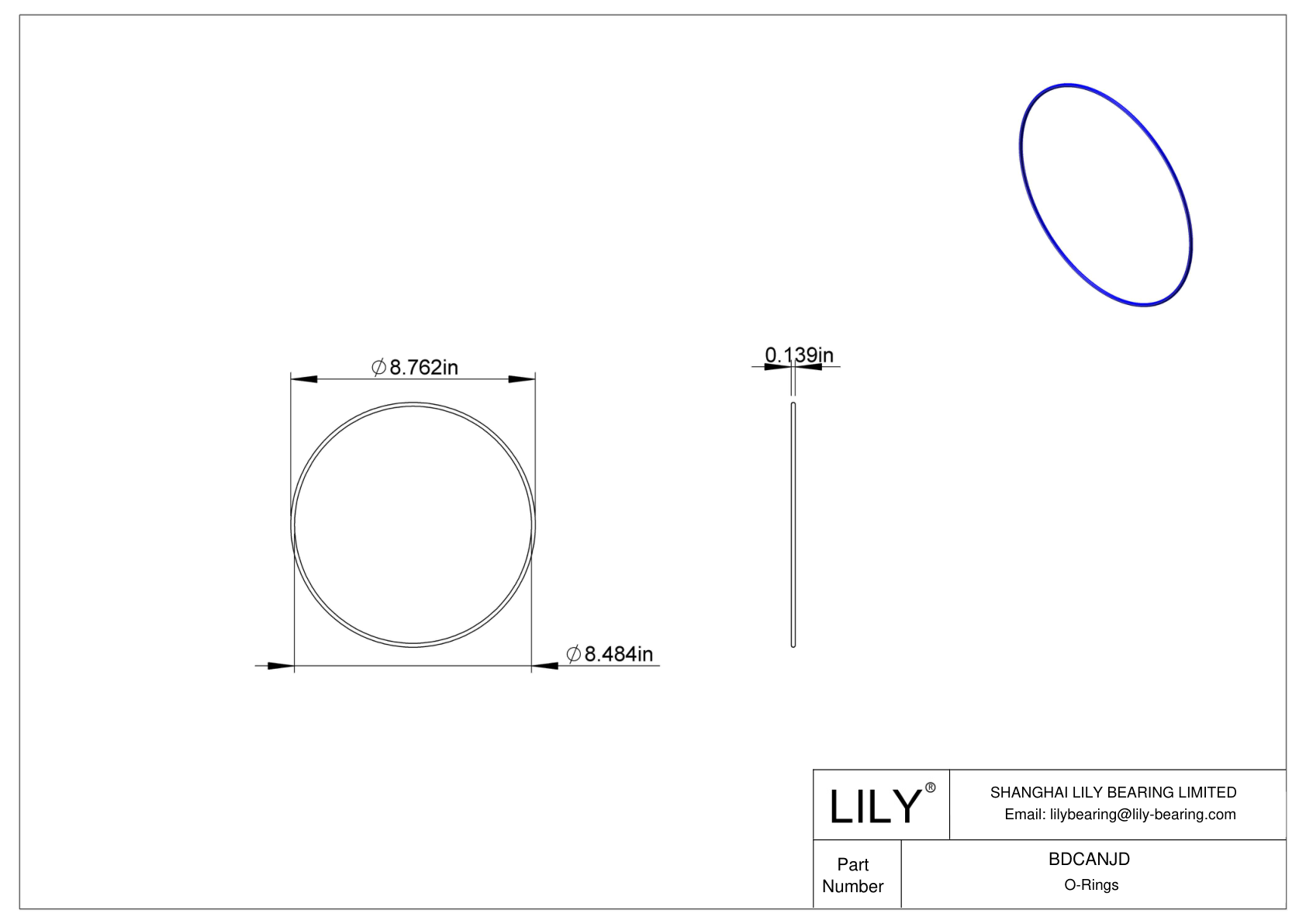 BDCANJD Chemical Resistant O-rings Round cad drawing