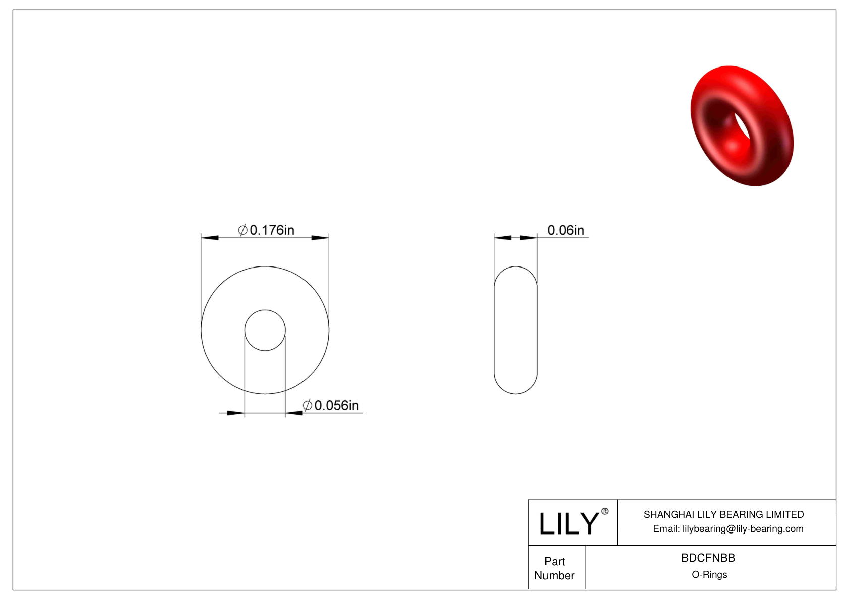 BDCFNBB High Temperature O-Rings Round cad drawing