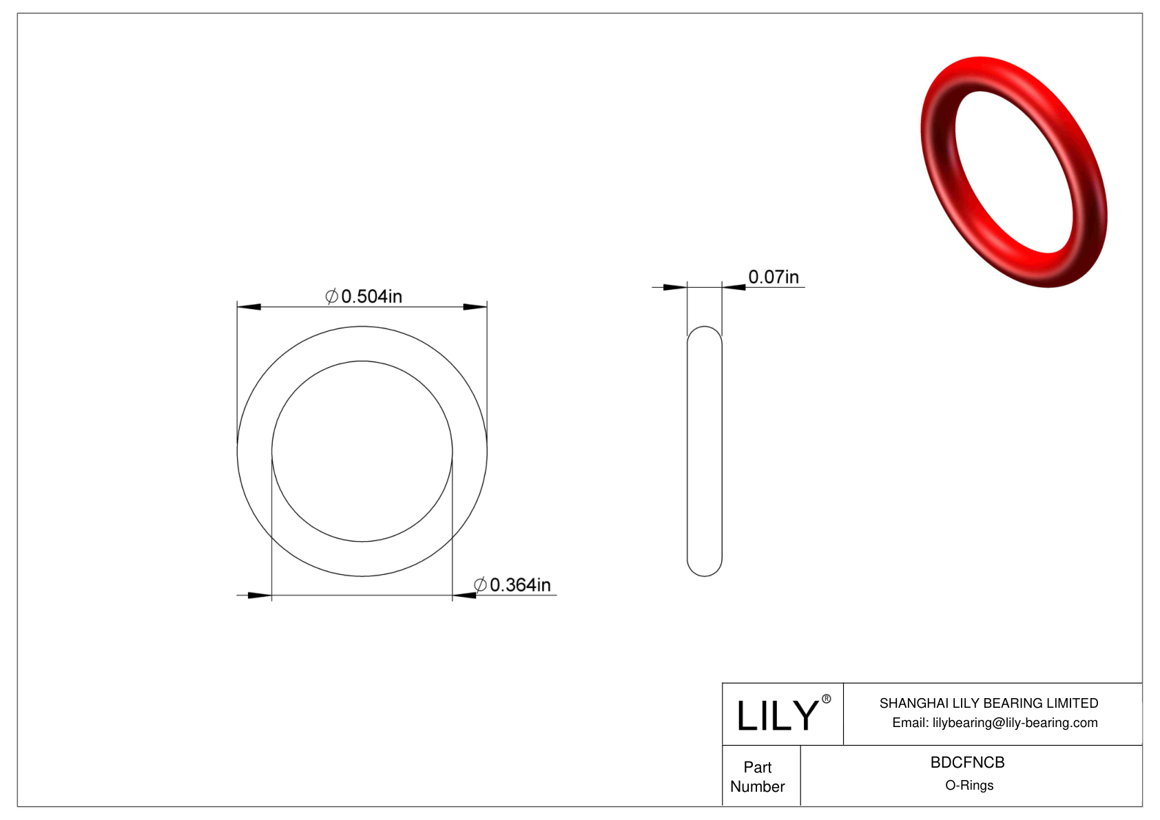 BDCFNCB High Temperature O-Rings Round cad drawing