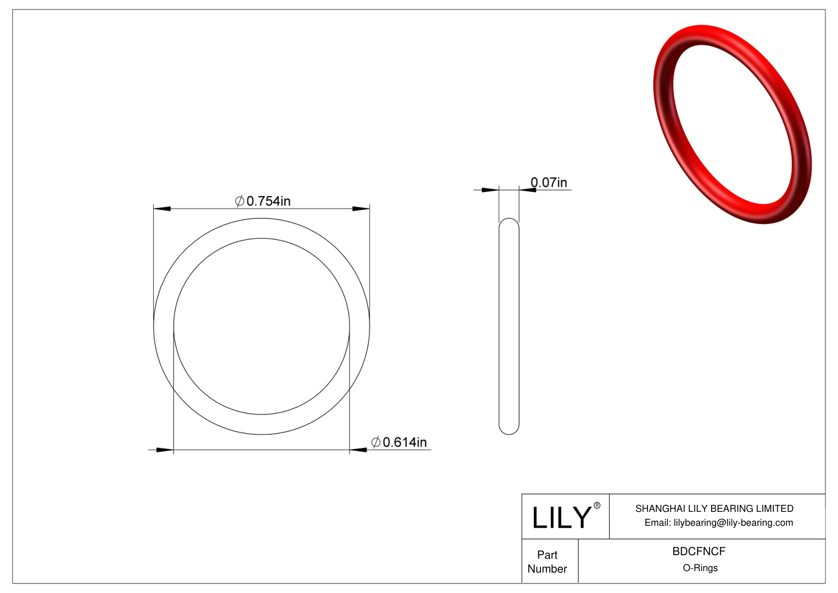 BDCFNCF High Temperature O-Rings Round cad drawing