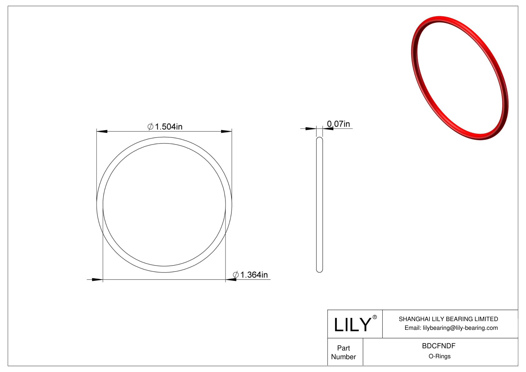 BDCFNDF High Temperature O-Rings Round cad drawing