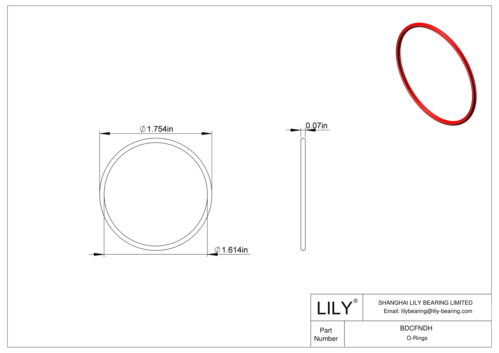 BDCFNDH High Temperature O-Rings Round cad drawing