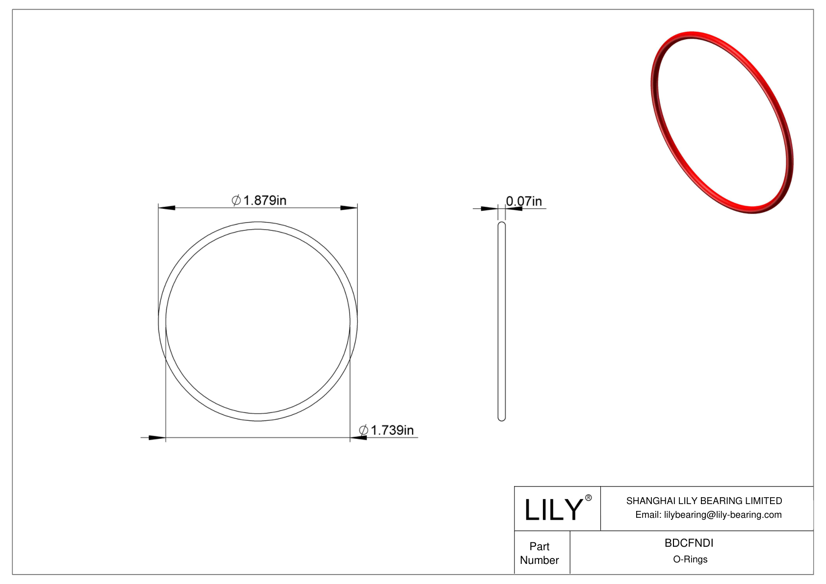 BDCFNDI High Temperature O-Rings Round cad drawing