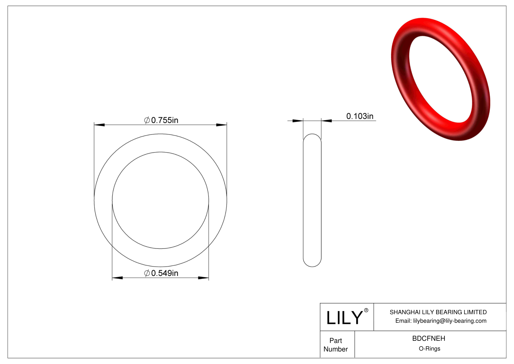 BDCFNEH High Temperature O-Rings Round cad drawing