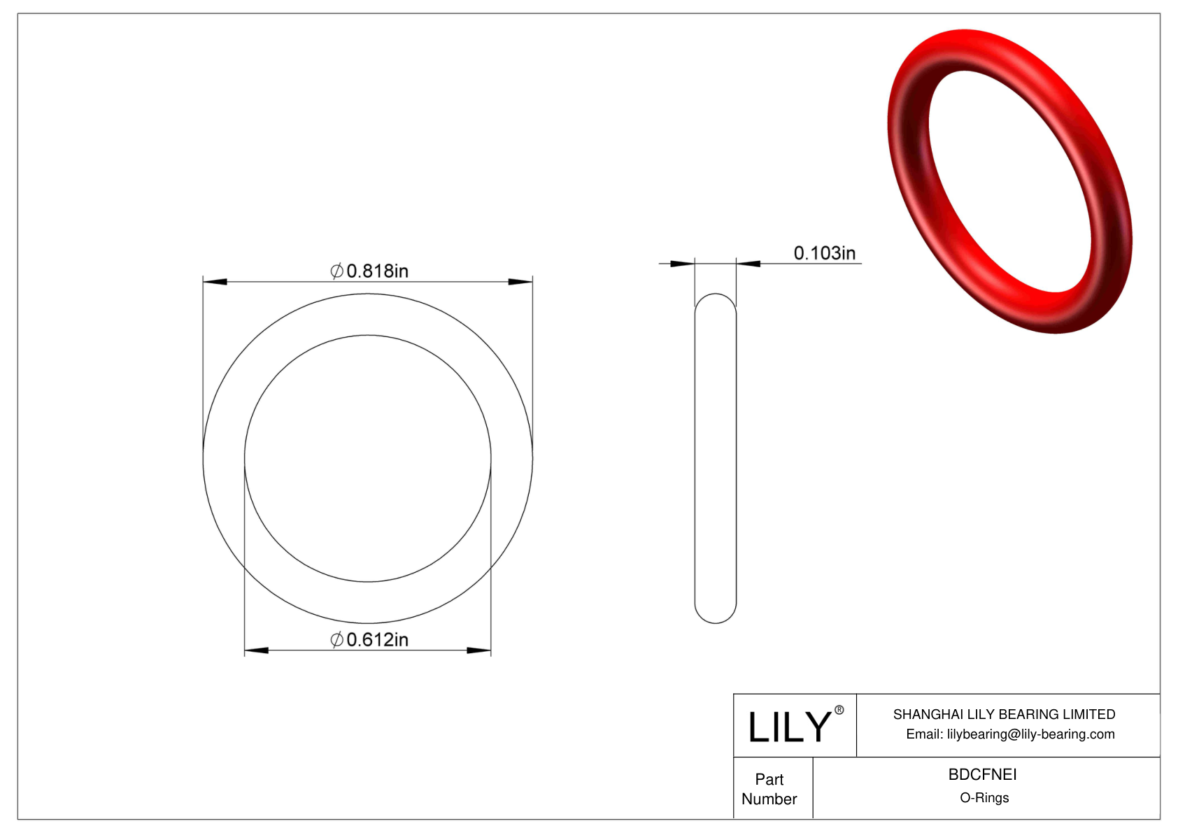 BDCFNEI High Temperature O-Rings Round cad drawing