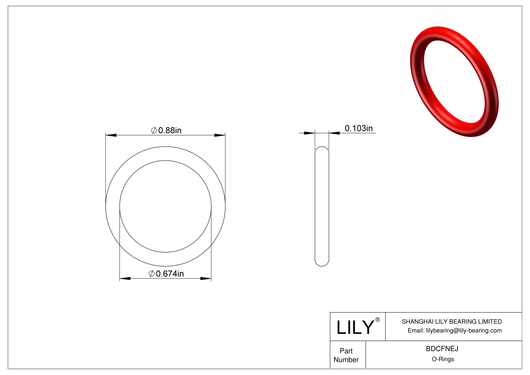 BDCFNEJ High Temperature O-Rings Round cad drawing