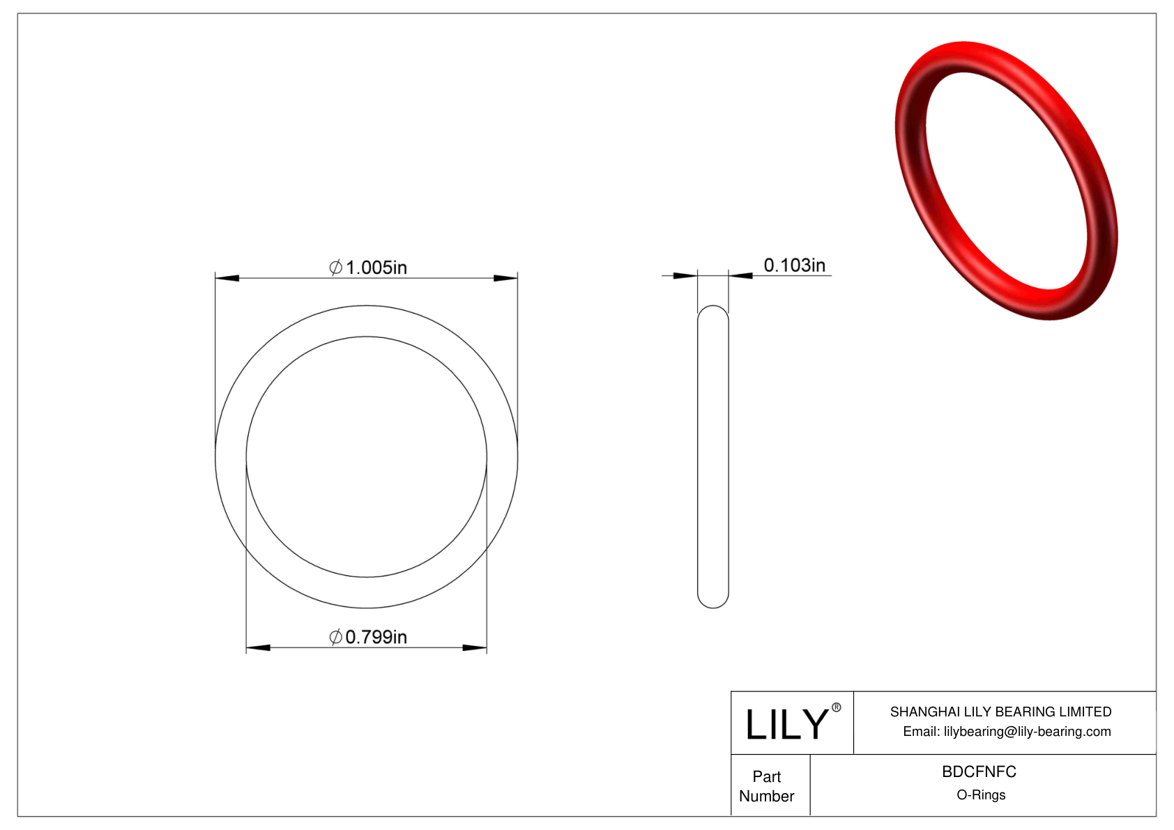 BDCFNFC High Temperature O-Rings Round cad drawing