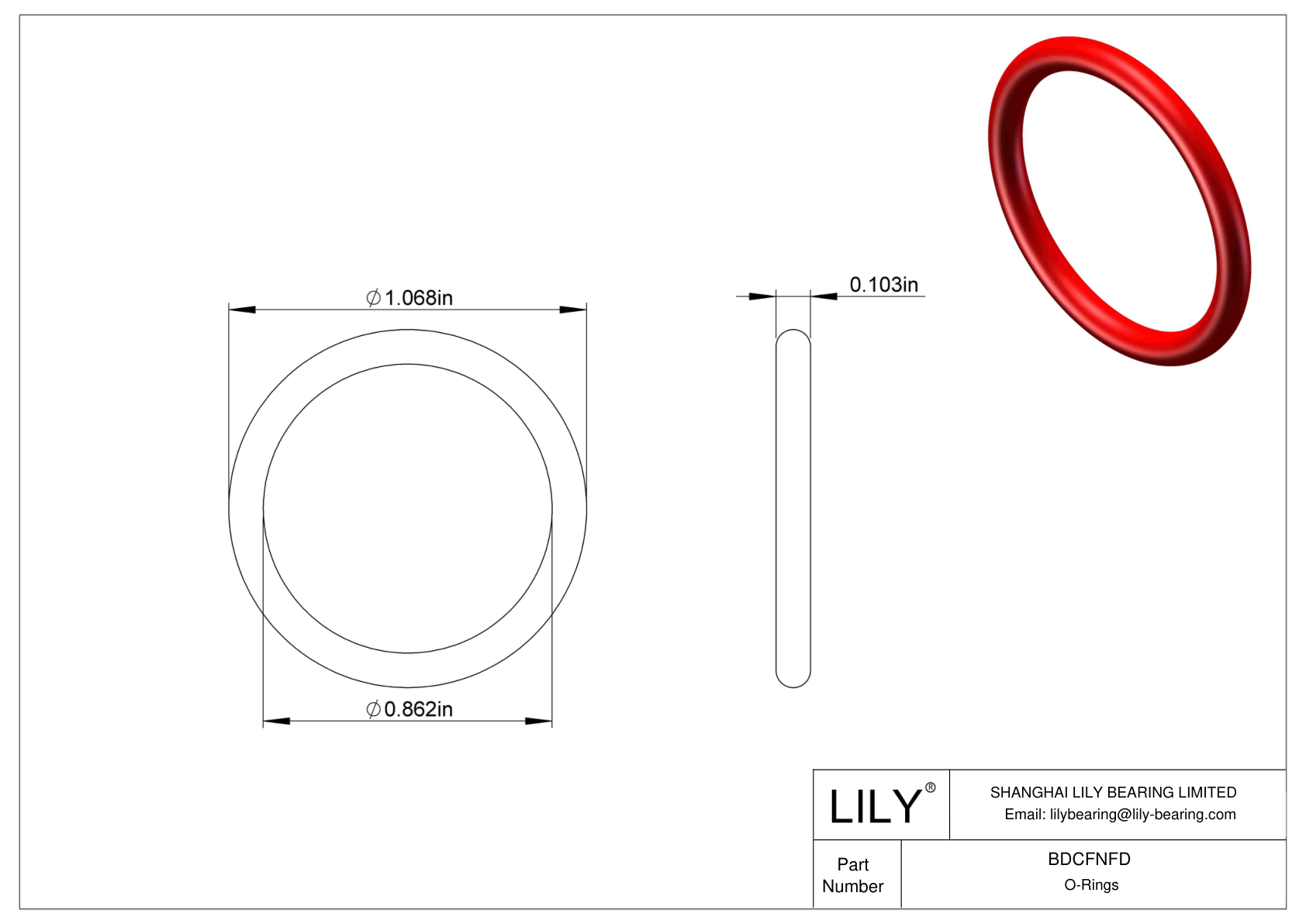 BDCFNFD High Temperature O-Rings Round cad drawing