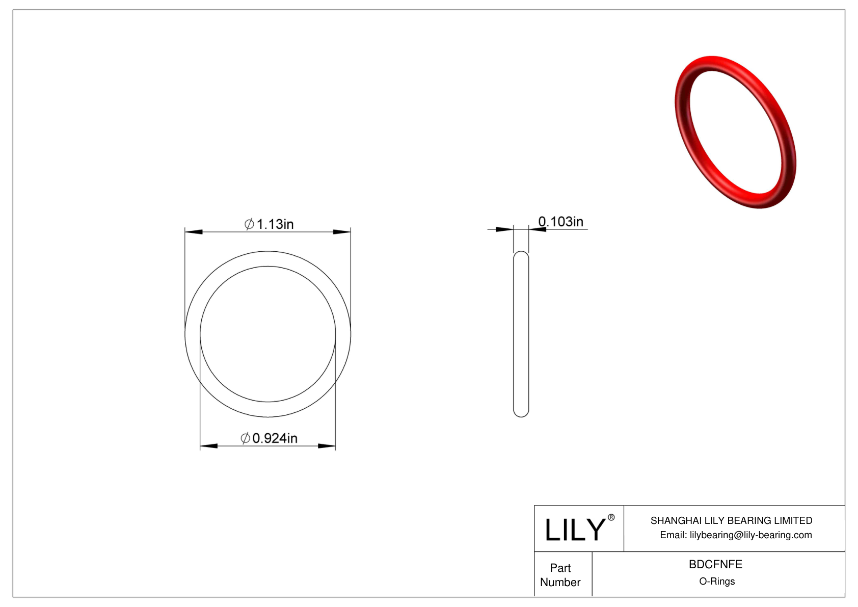 BDCFNFE High Temperature O-Rings Round cad drawing