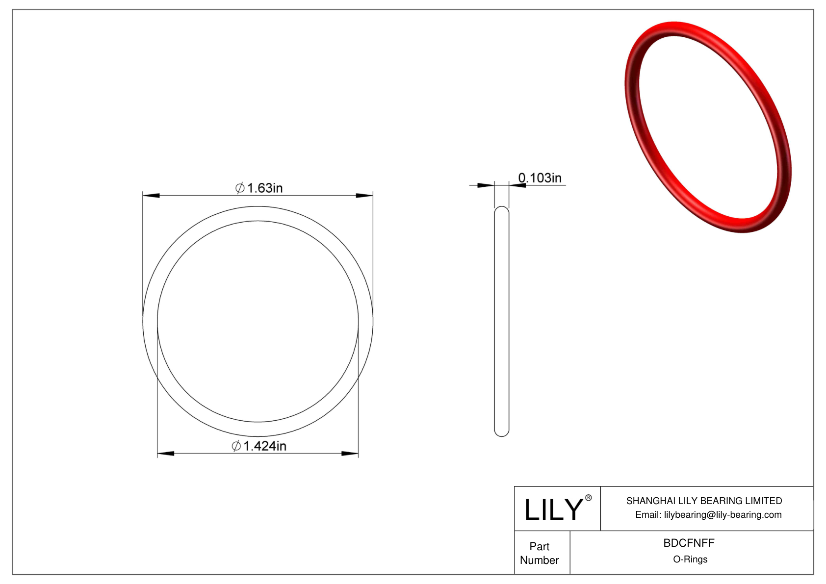 BDCFNFF High Temperature O-Rings Round cad drawing