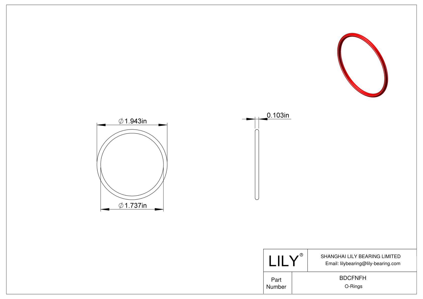 BDCFNFH High Temperature O-Rings Round cad drawing