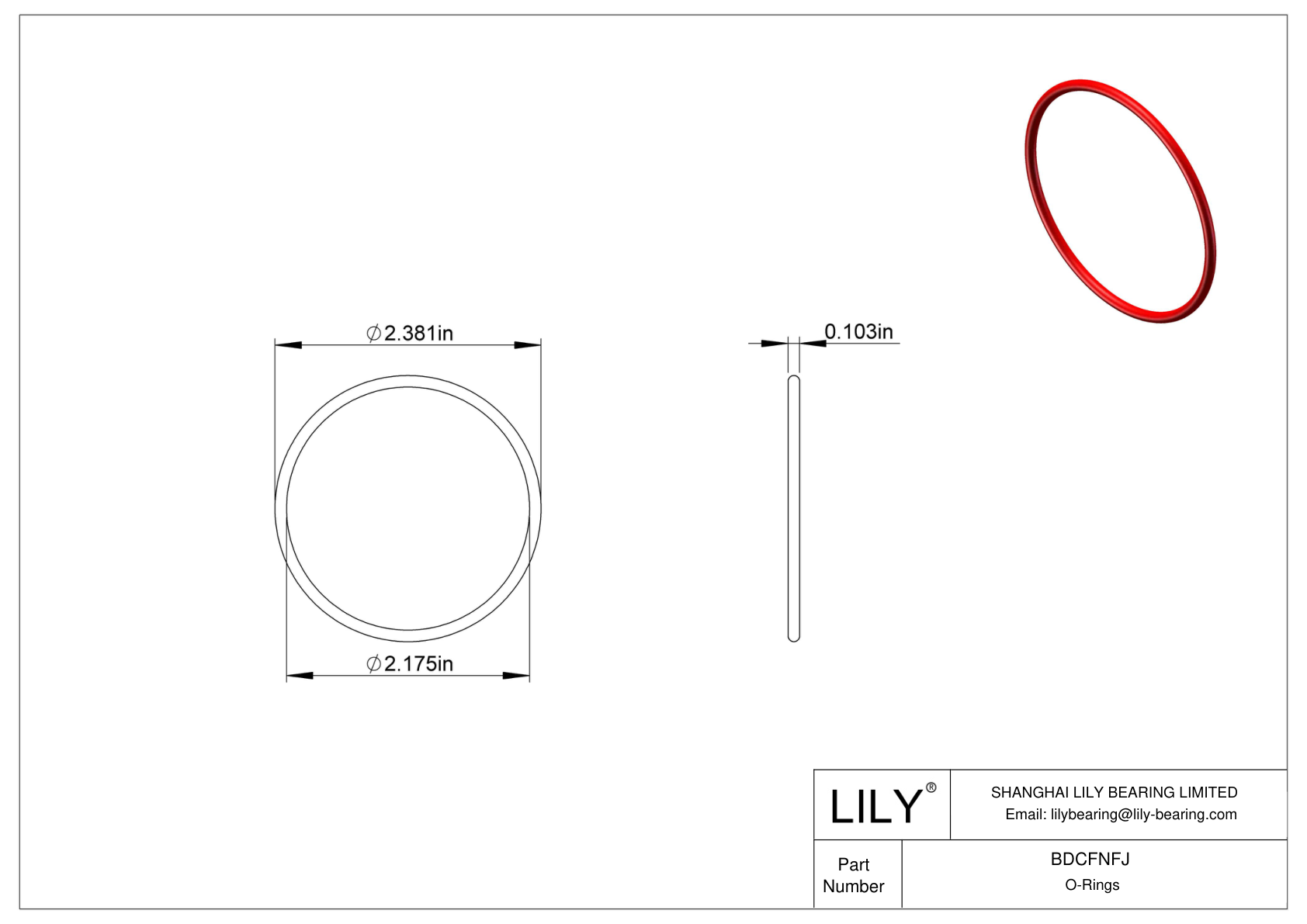 BDCFNFJ High Temperature O-Rings Round cad drawing