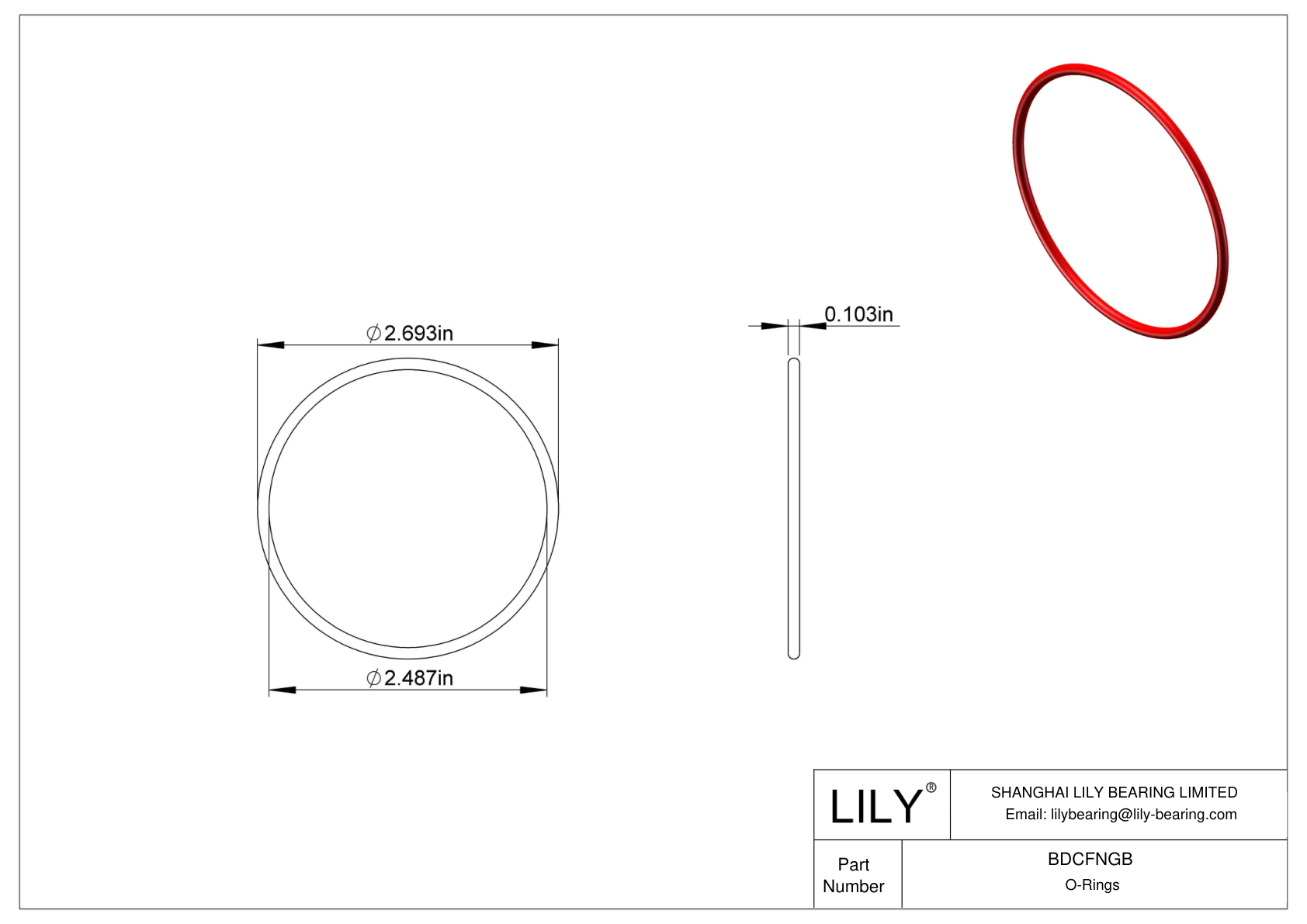 BDCFNGB High Temperature O-Rings Round cad drawing