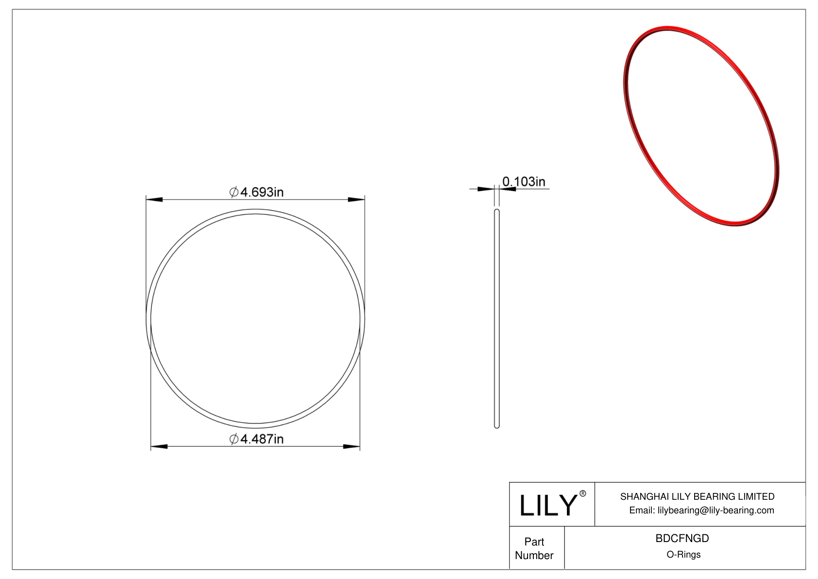 BDCFNGD High Temperature O-Rings Round cad drawing