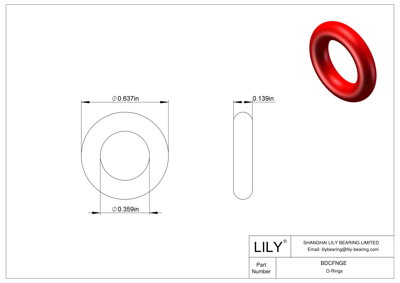 BDCFNGE High Temperature O-Rings Round cad drawing