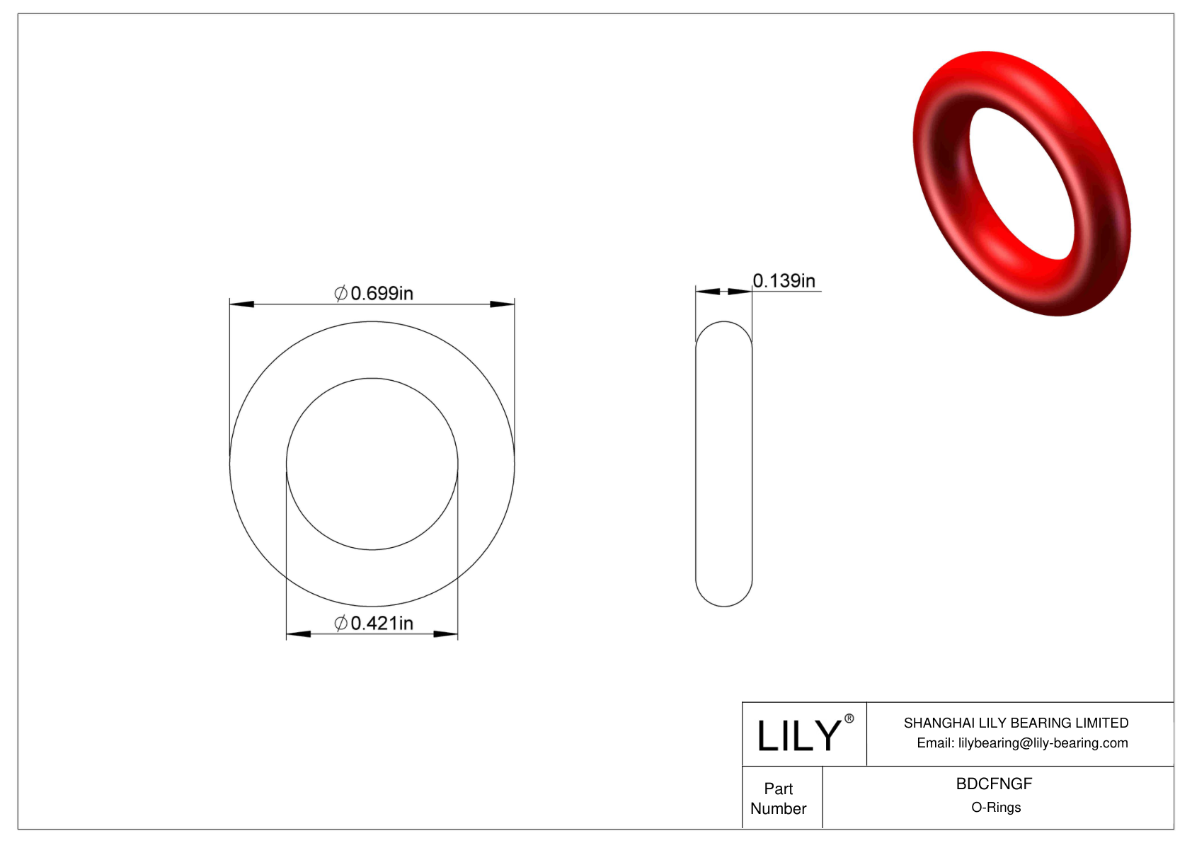 BDCFNGF High Temperature O-Rings Round cad drawing