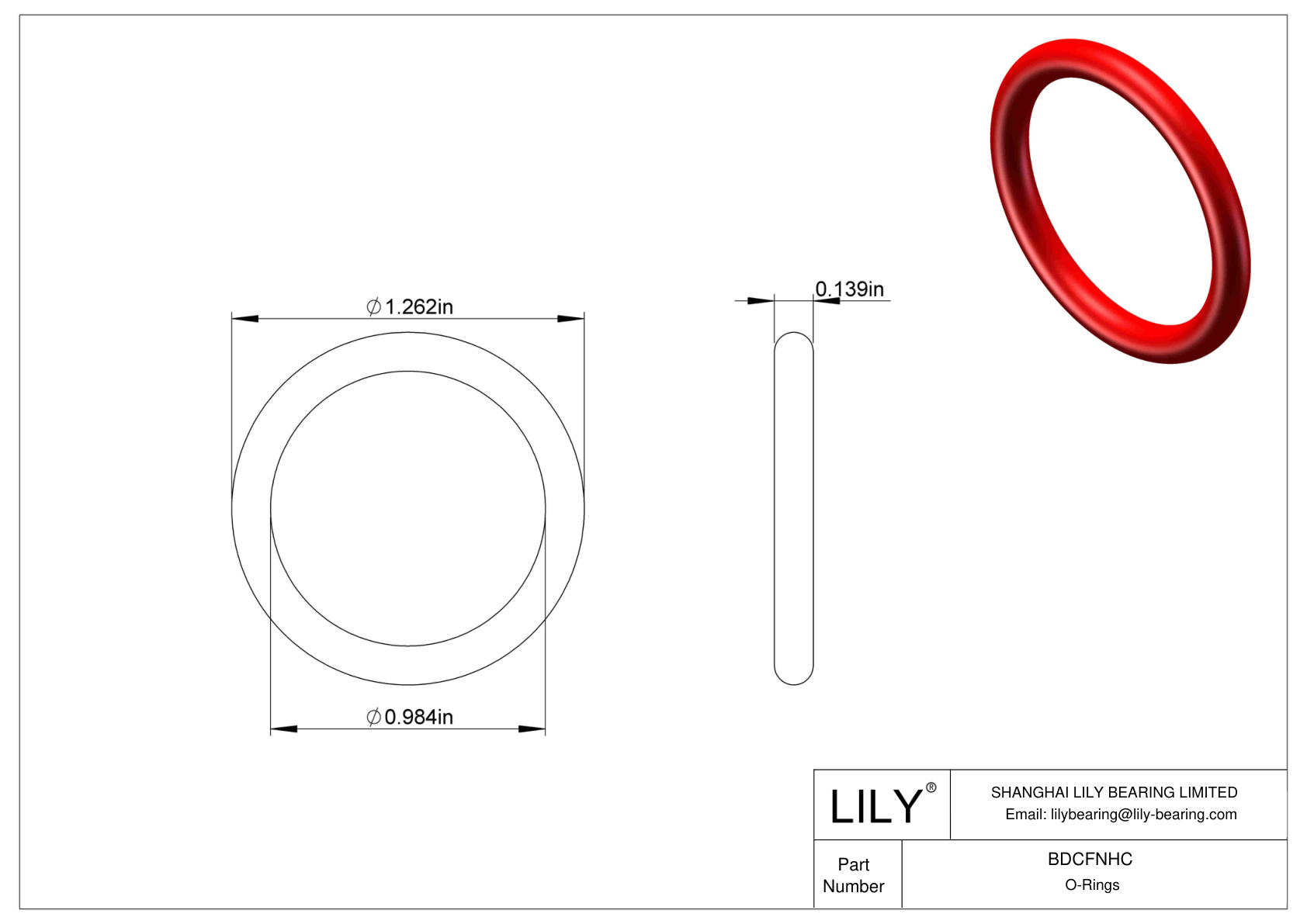 BDCFNHC High Temperature O-Rings Round cad drawing