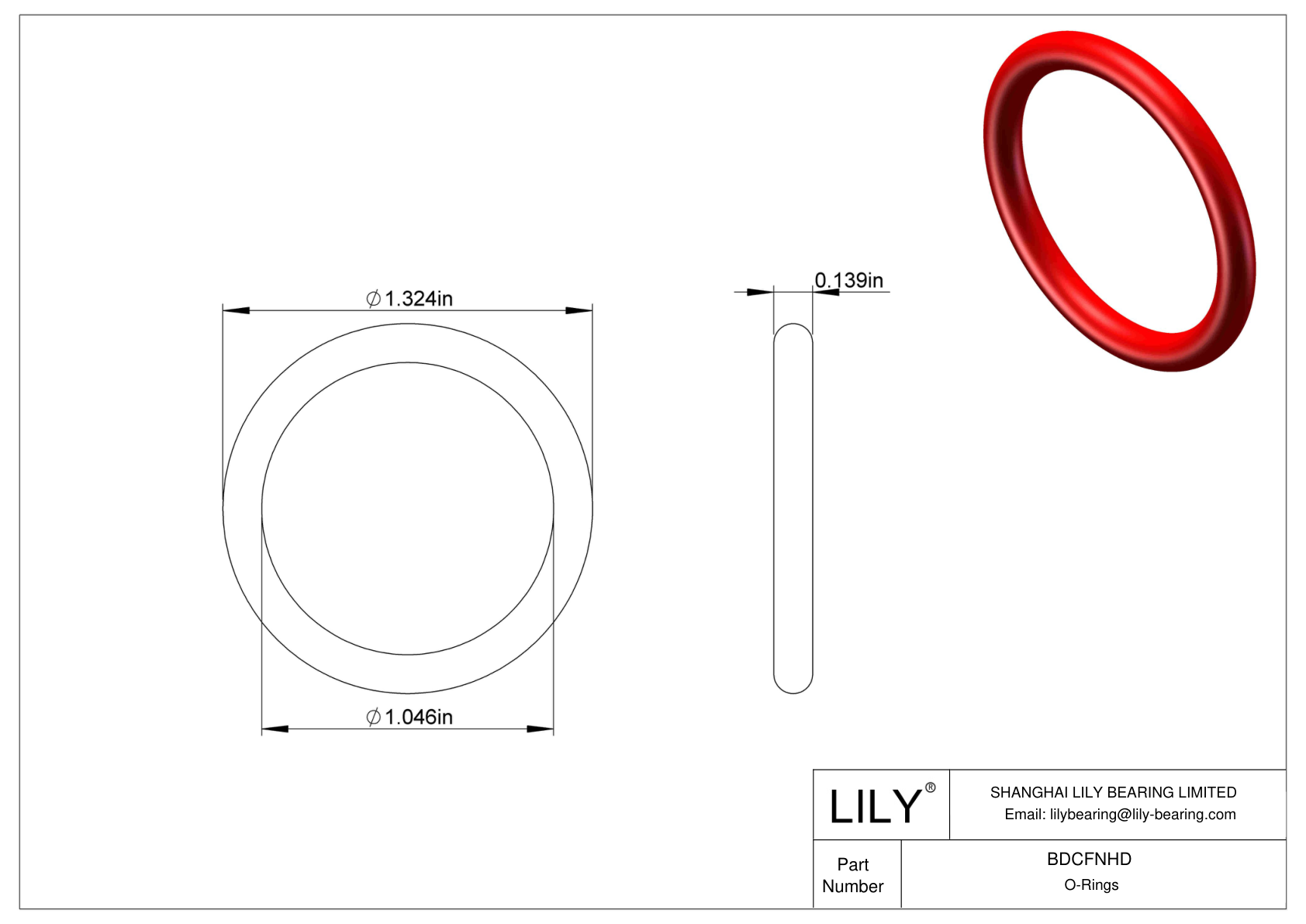 BDCFNHD High Temperature O-Rings Round cad drawing