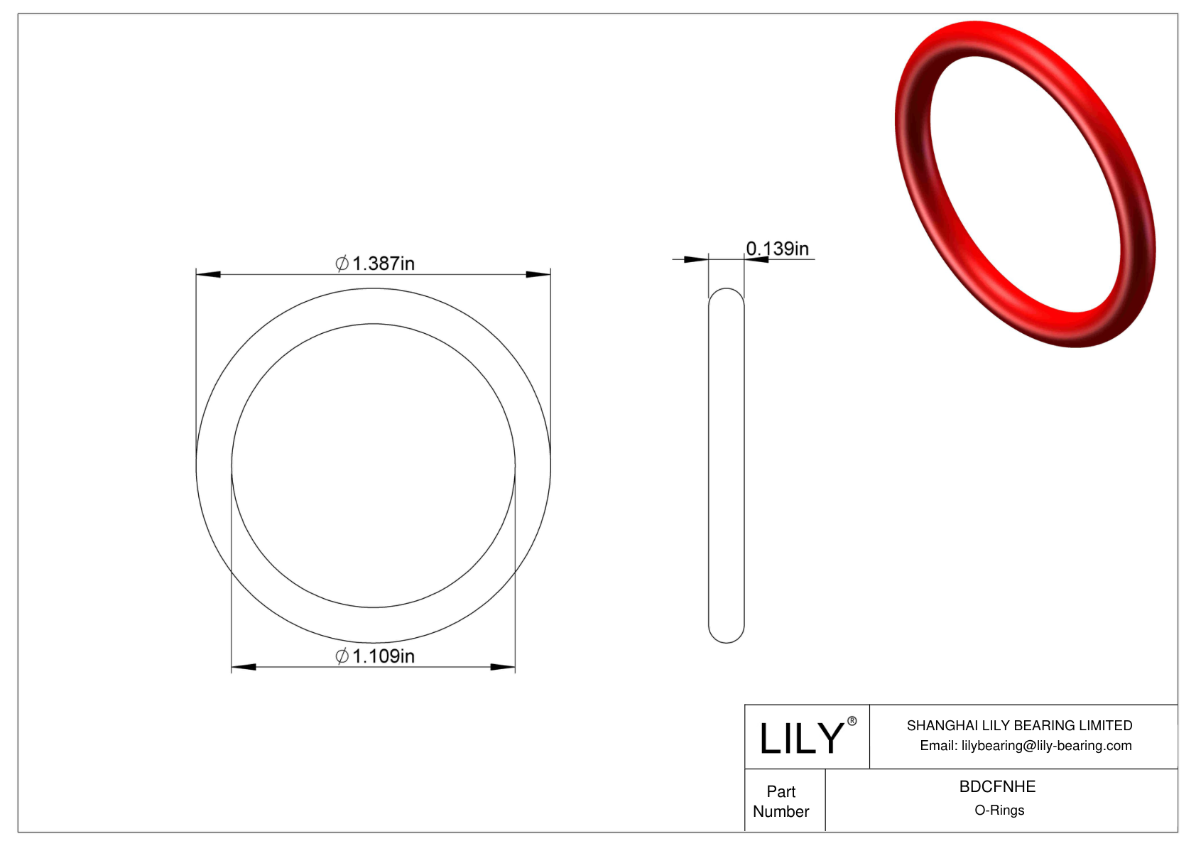 BDCFNHE High Temperature O-Rings Round cad drawing