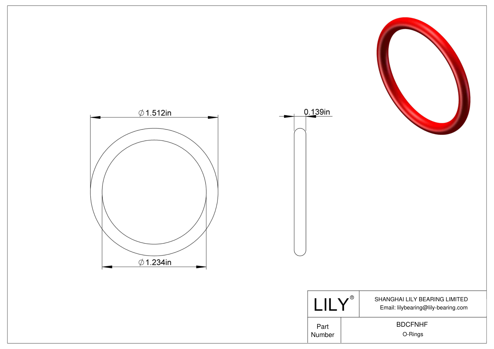 BDCFNHF High Temperature O-Rings Round cad drawing