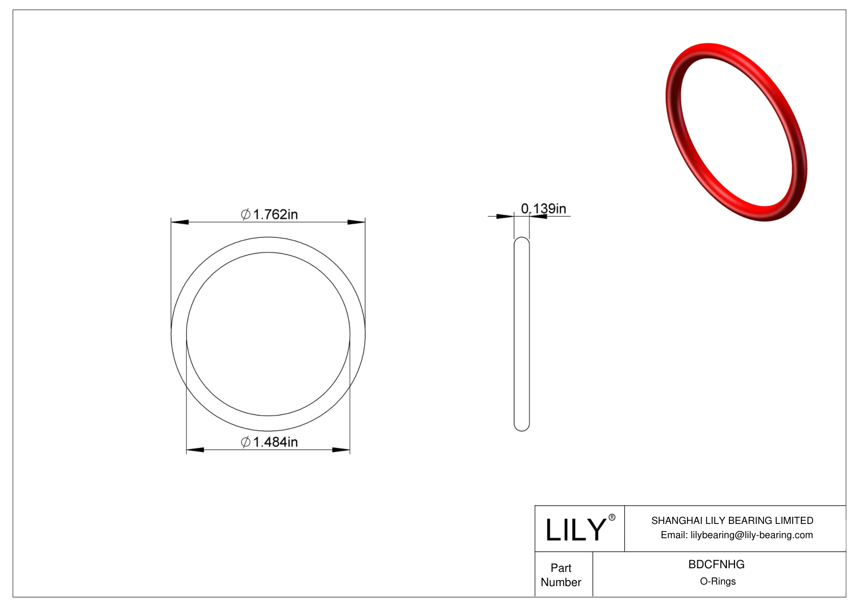 BDCFNHG High Temperature O-Rings Round cad drawing