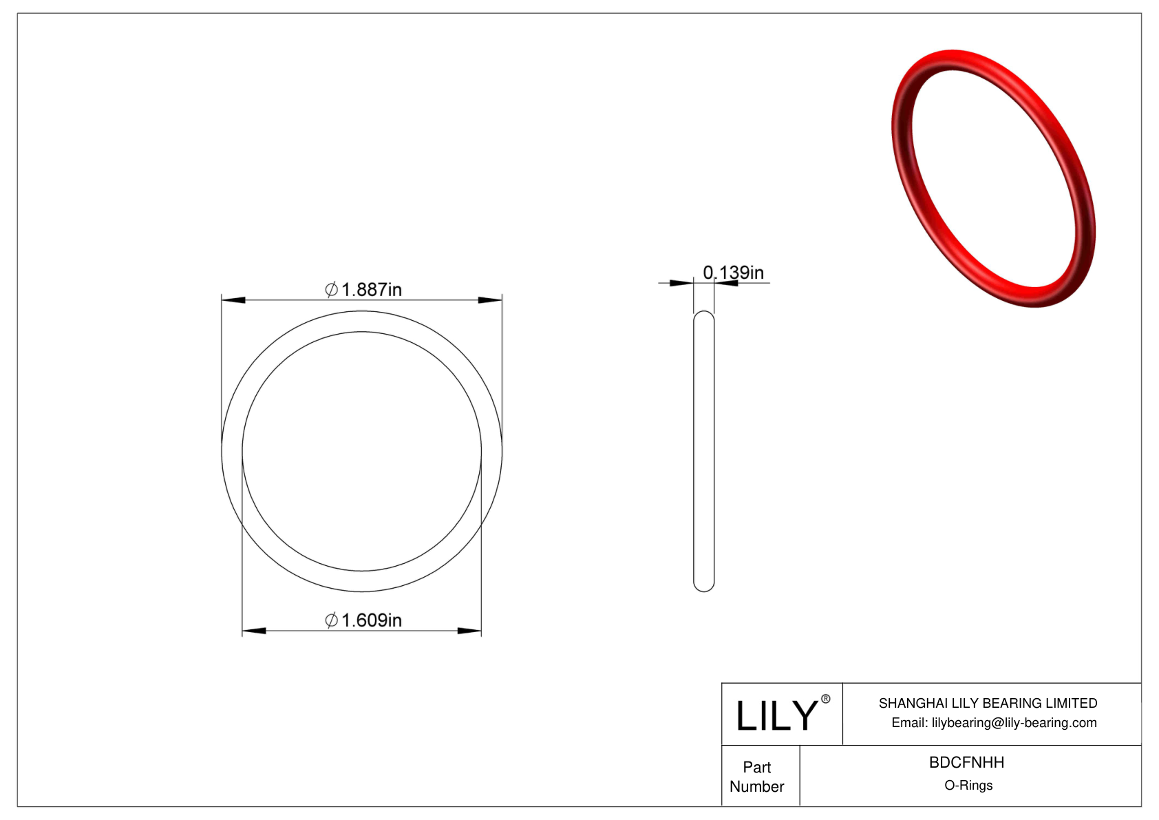 BDCFNHH High Temperature O-Rings Round cad drawing