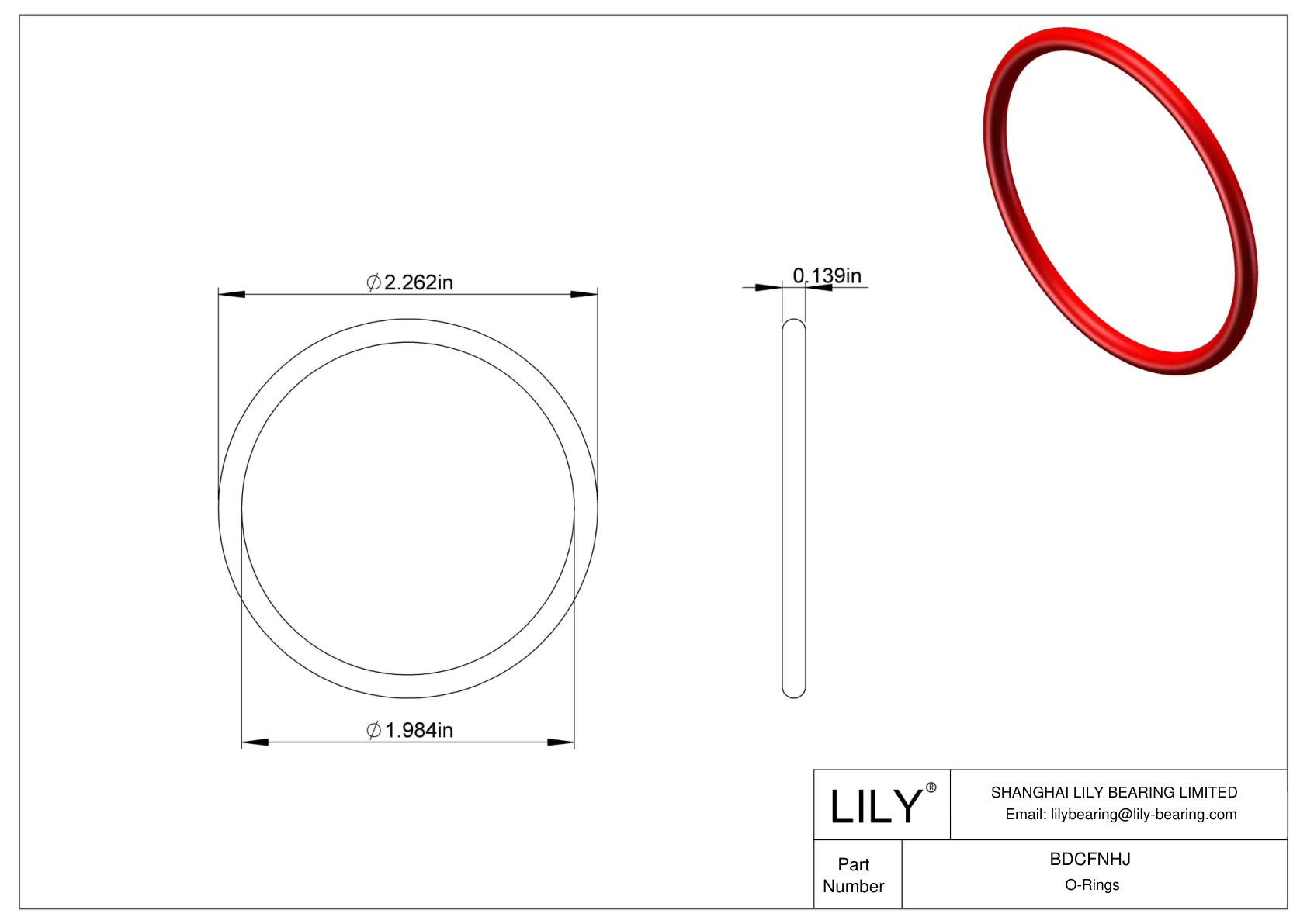 BDCFNHJ High Temperature O-Rings Round cad drawing