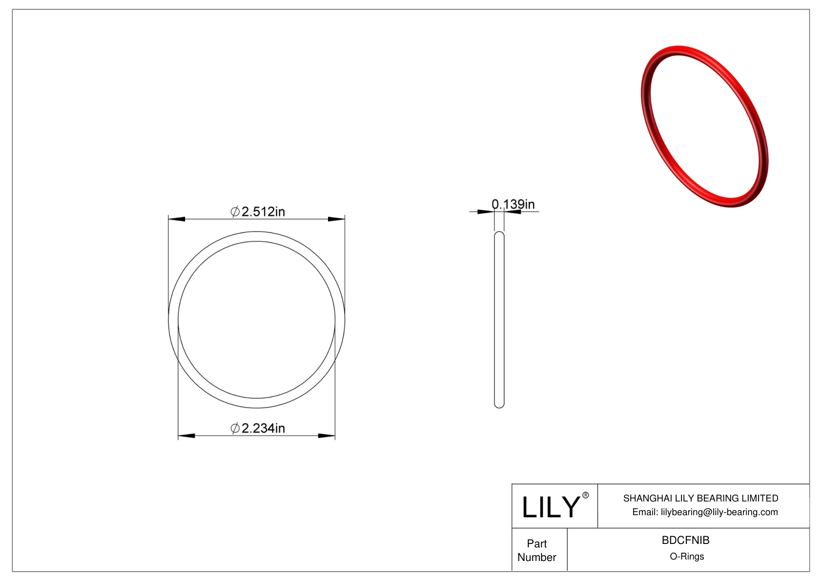 BDCFNIB High Temperature O-Rings Round cad drawing