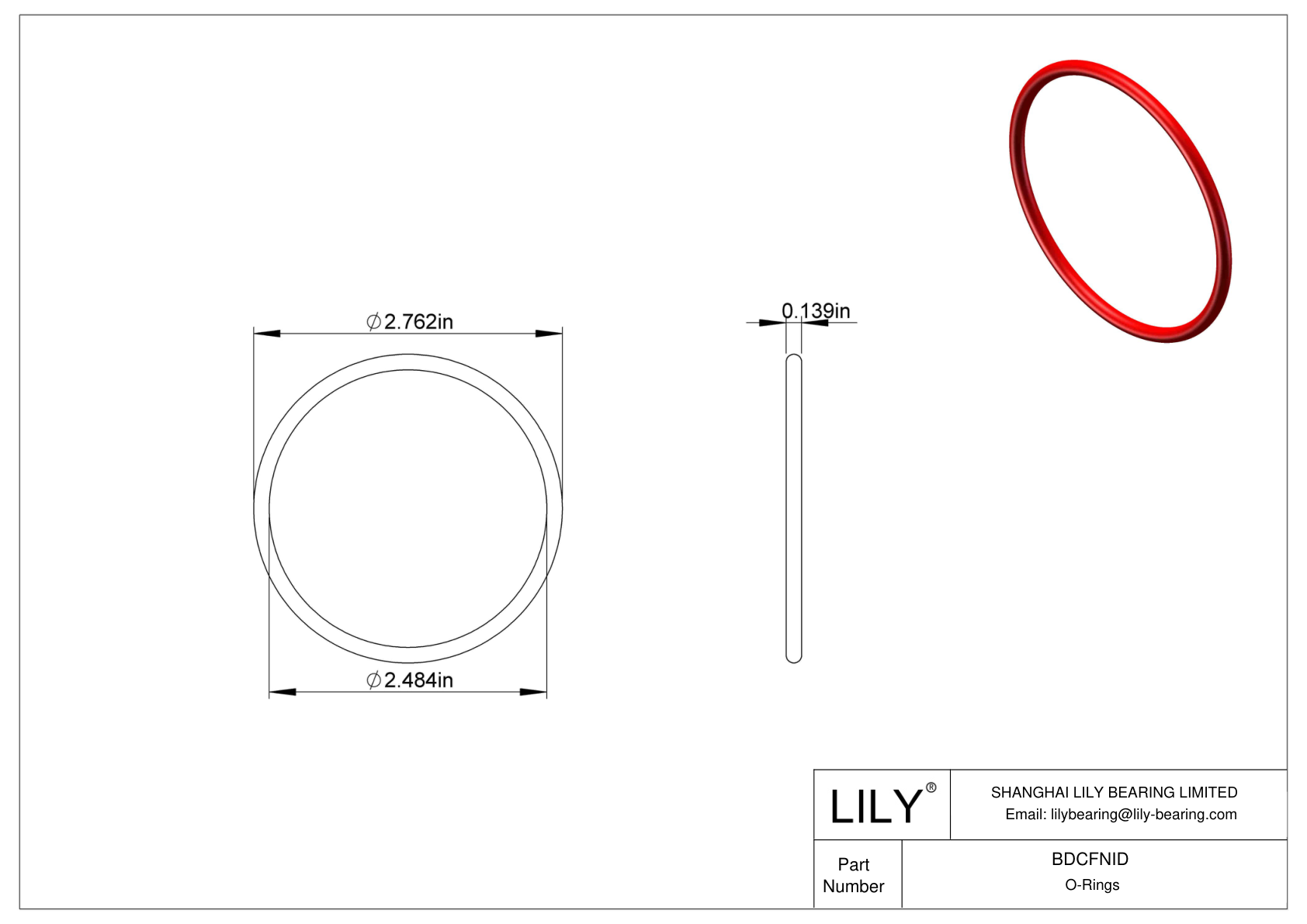 BDCFNID High Temperature O-Rings Round cad drawing