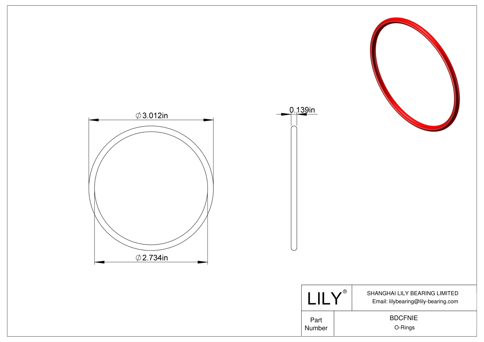 BDCFNIE High Temperature O-Rings Round cad drawing