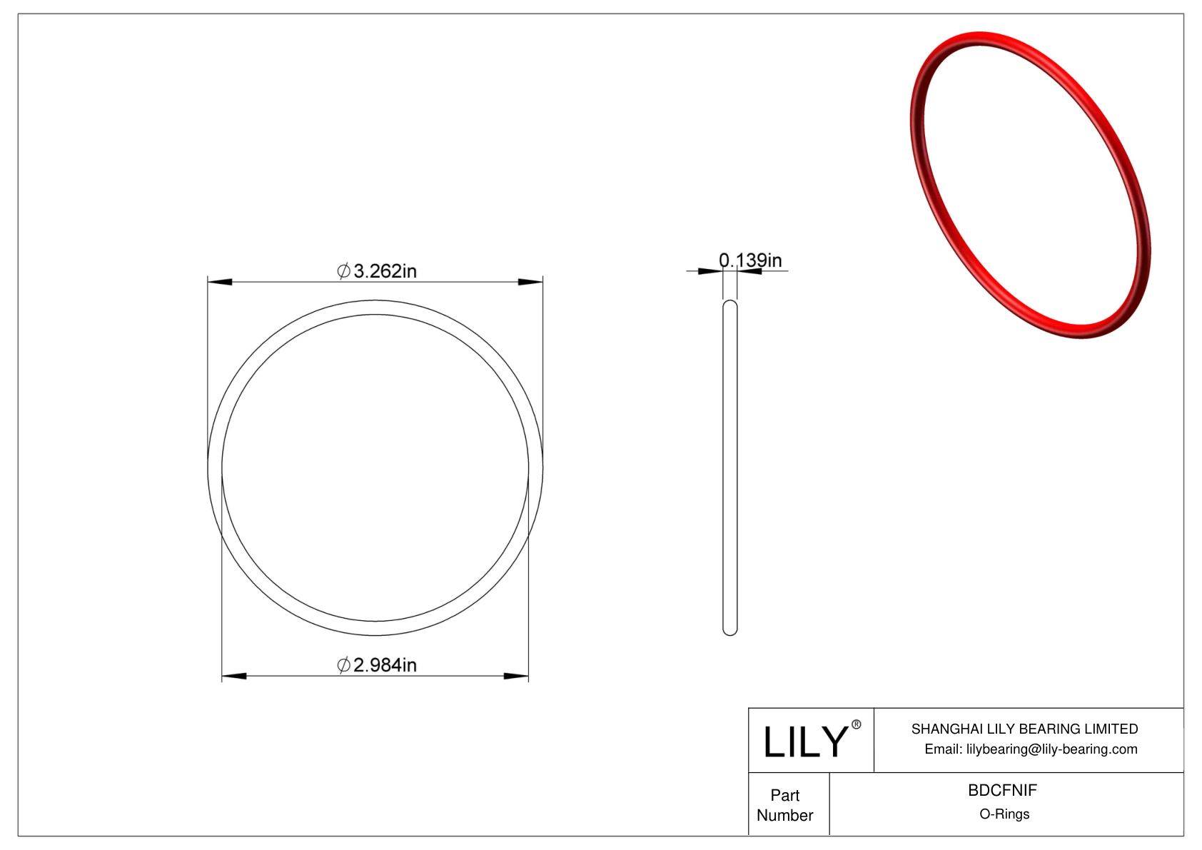 BDCFNIF High Temperature O-Rings Round cad drawing