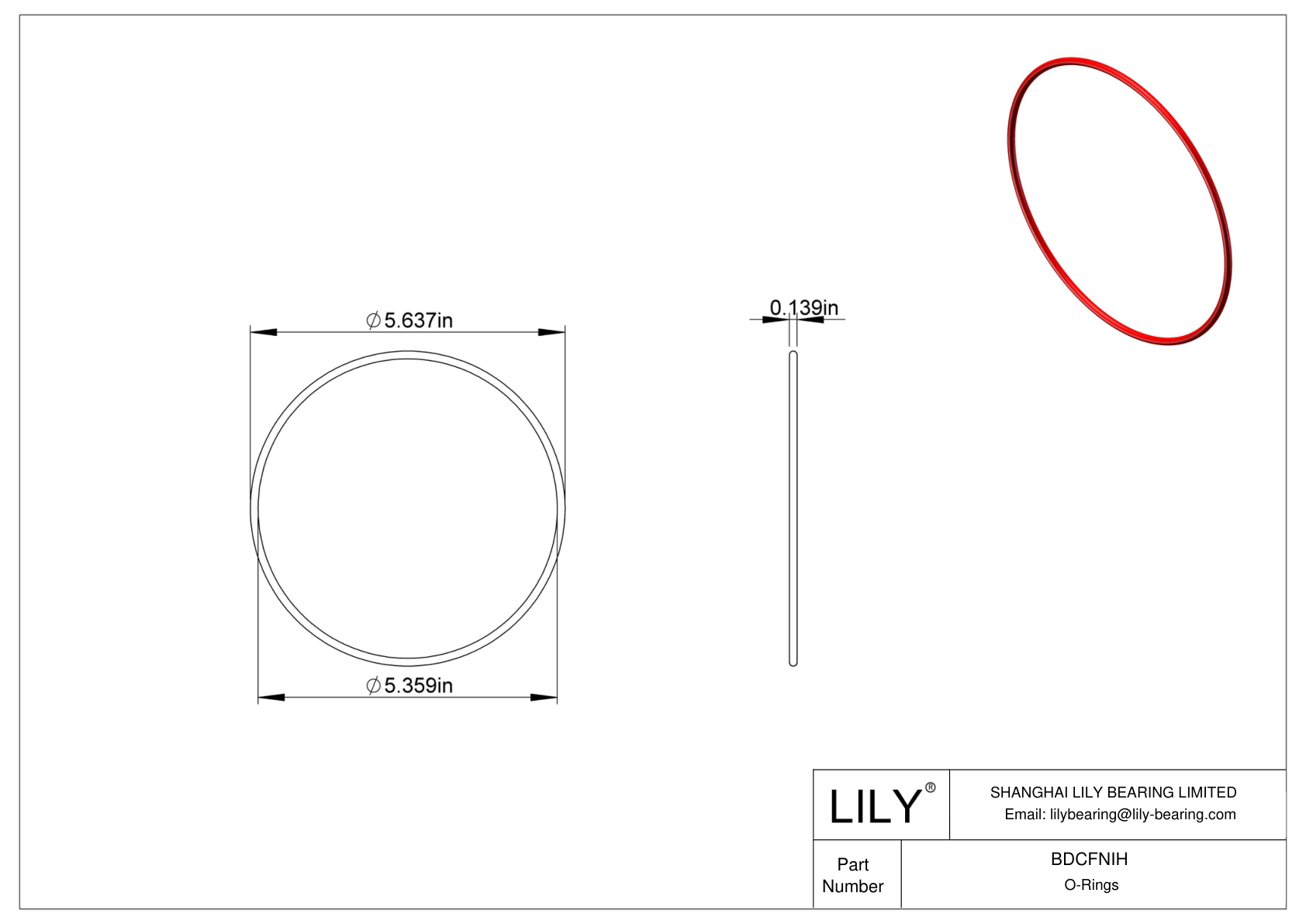 BDCFNIH High Temperature O-Rings Round cad drawing