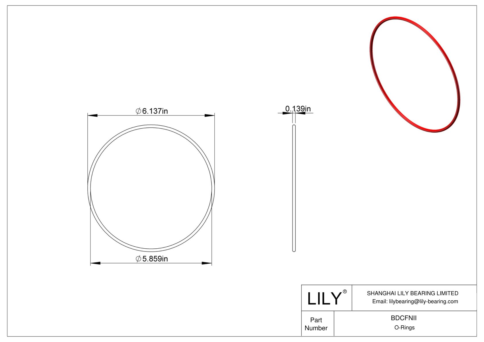 BDCFNII High Temperature O-Rings Round cad drawing