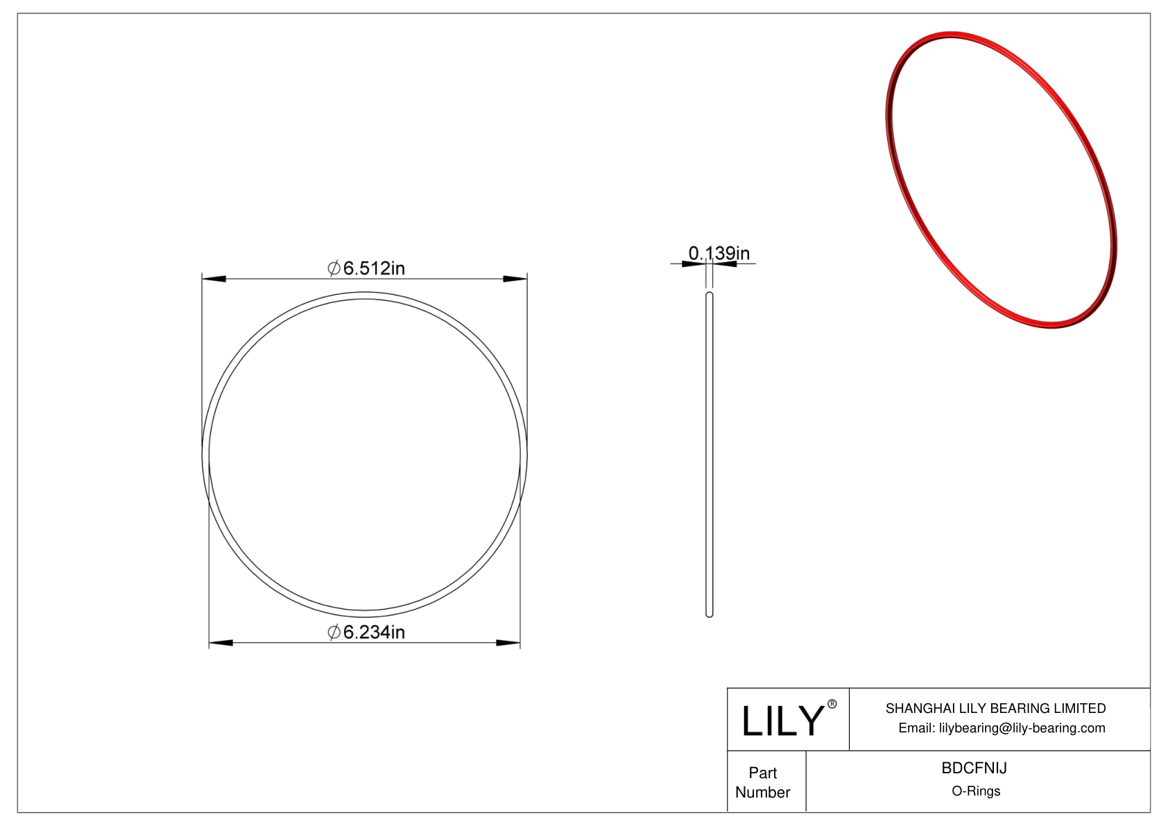 BDCFNIJ High Temperature O-Rings Round cad drawing