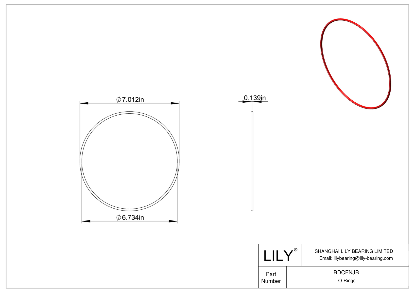 BDCFNJB High Temperature O-Rings Round cad drawing