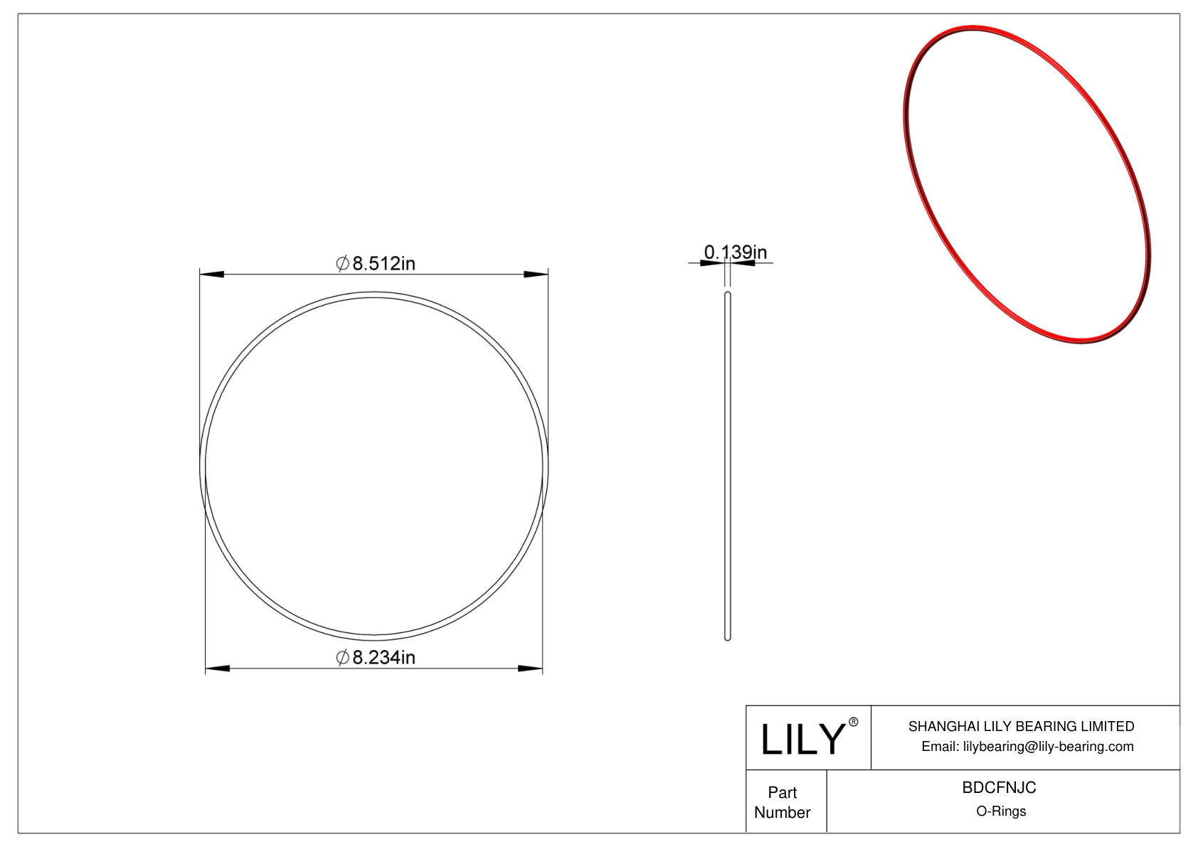 BDCFNJC High Temperature O-Rings Round cad drawing