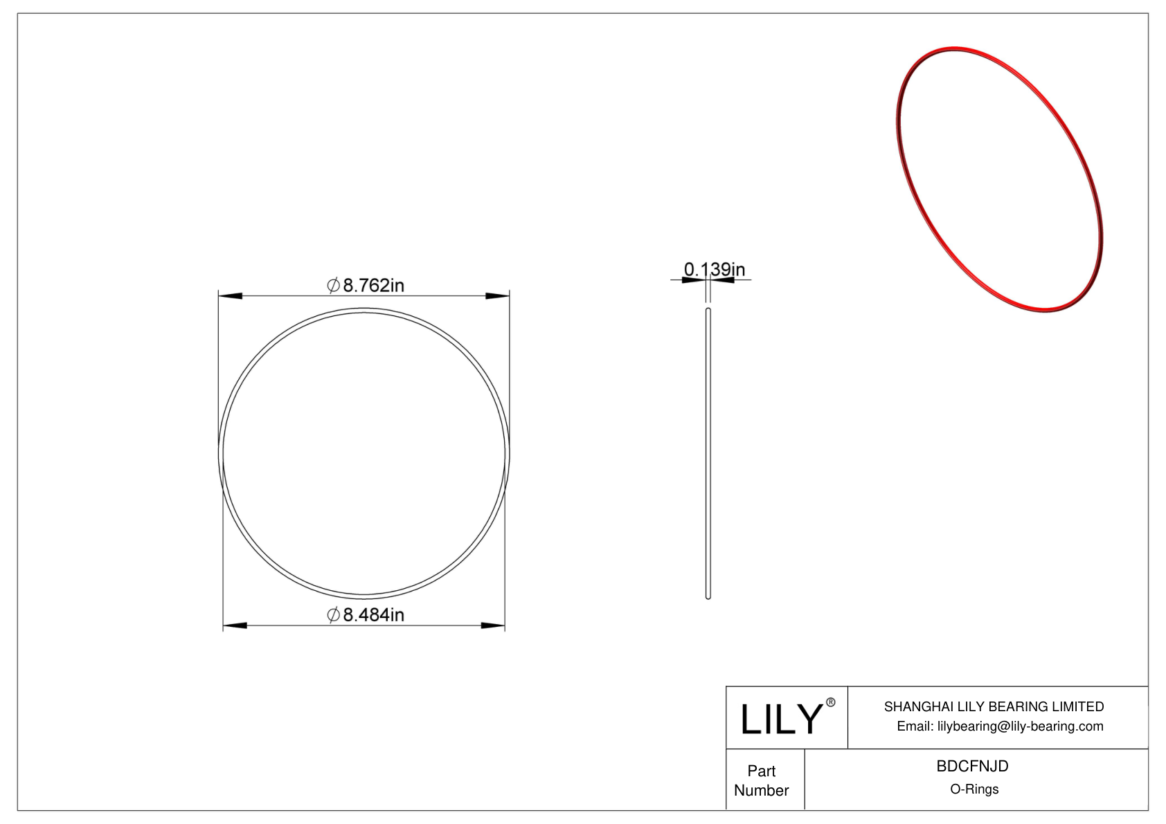 BDCFNJD High Temperature O-Rings Round cad drawing