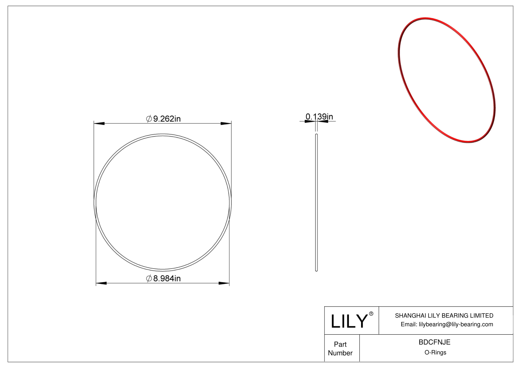 BDCFNJE High Temperature O-Rings Round cad drawing