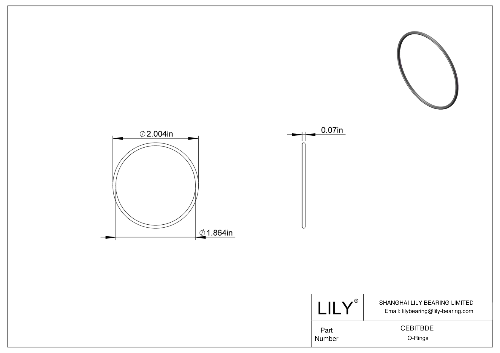 CEBITBDE Oil Resistant O-Rings Round cad drawing