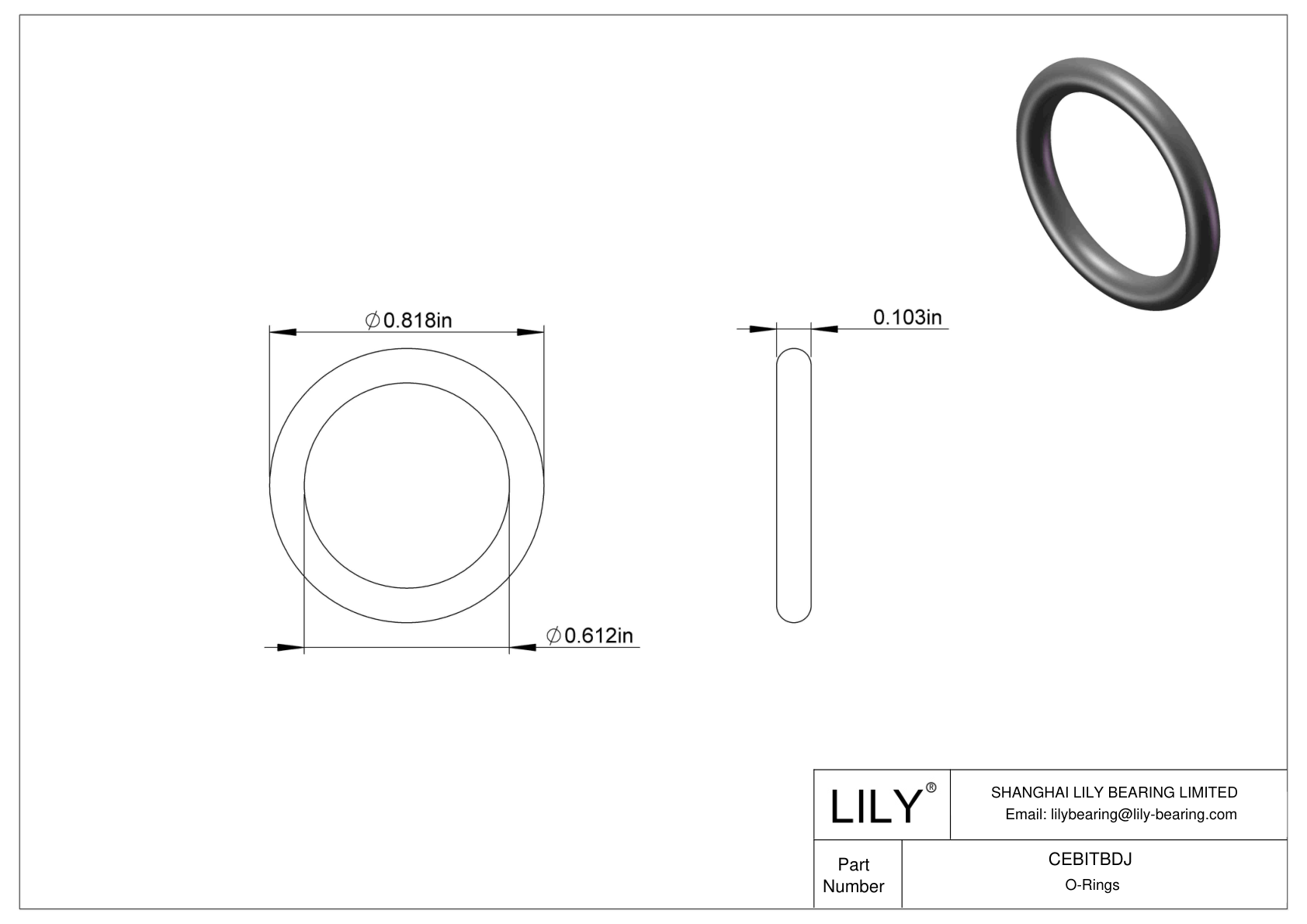 CEBITBDJ Oil Resistant O-Rings Round cad drawing