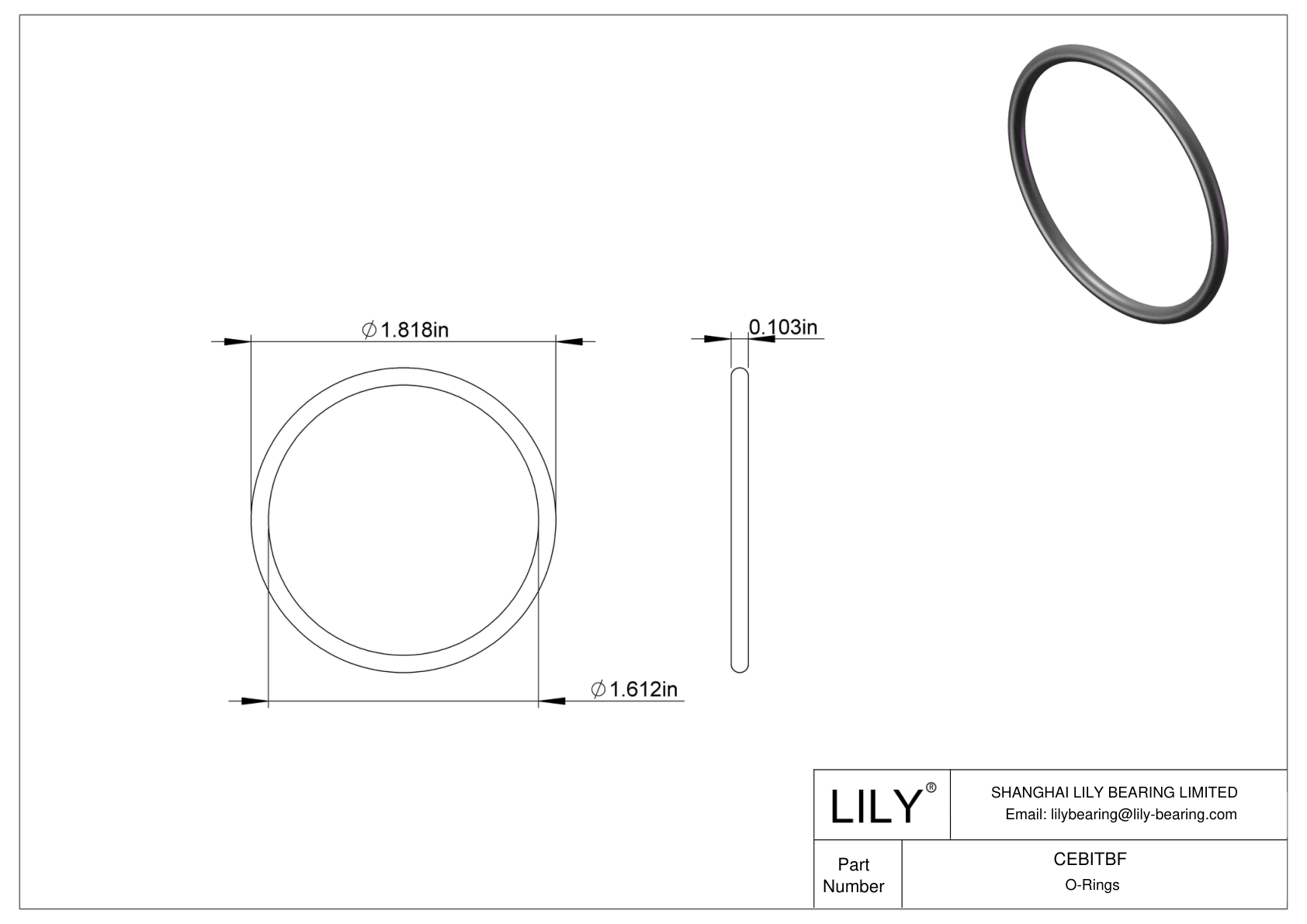 CEBITBF Oil Resistant O-Rings Round cad drawing