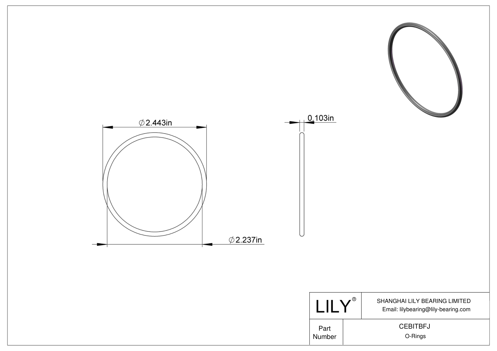 CEBITBFJ Oil Resistant O-Rings Round cad drawing
