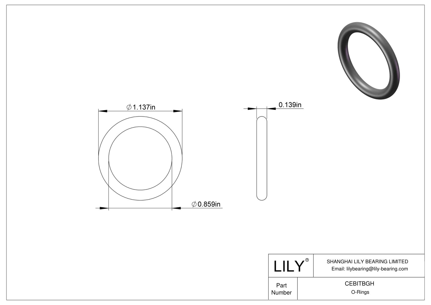 CEBITBGH Oil Resistant O-Rings Round cad drawing