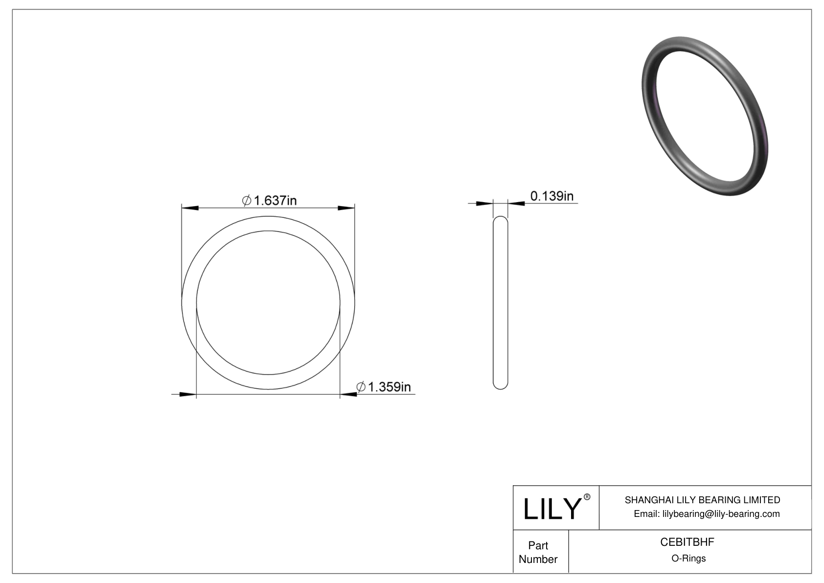 CEBITBHF Oil Resistant O-Rings Round cad drawing
