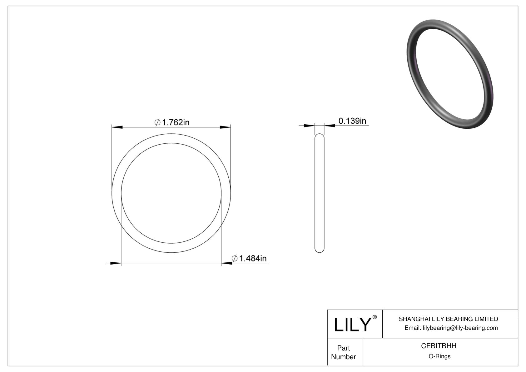 CEBITBHH Oil Resistant O-Rings Round cad drawing