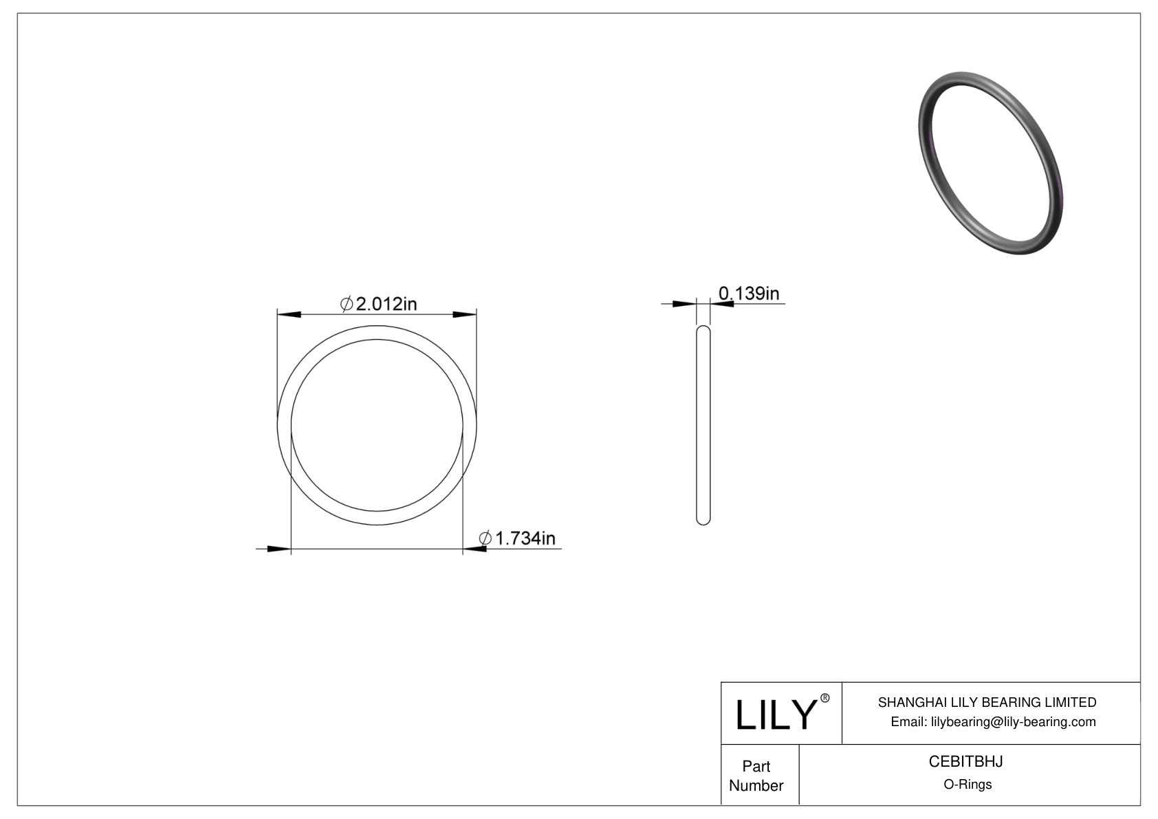CEBITBHJ Oil Resistant O-Rings Round cad drawing
