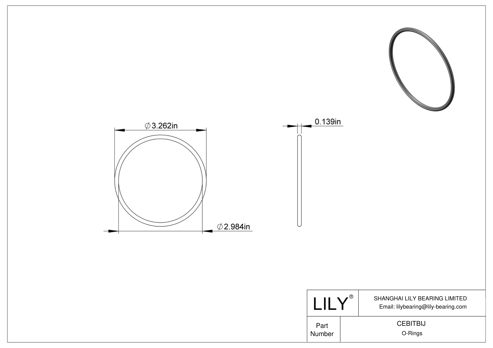 CEBITBIJ Oil Resistant O-Rings Round cad drawing