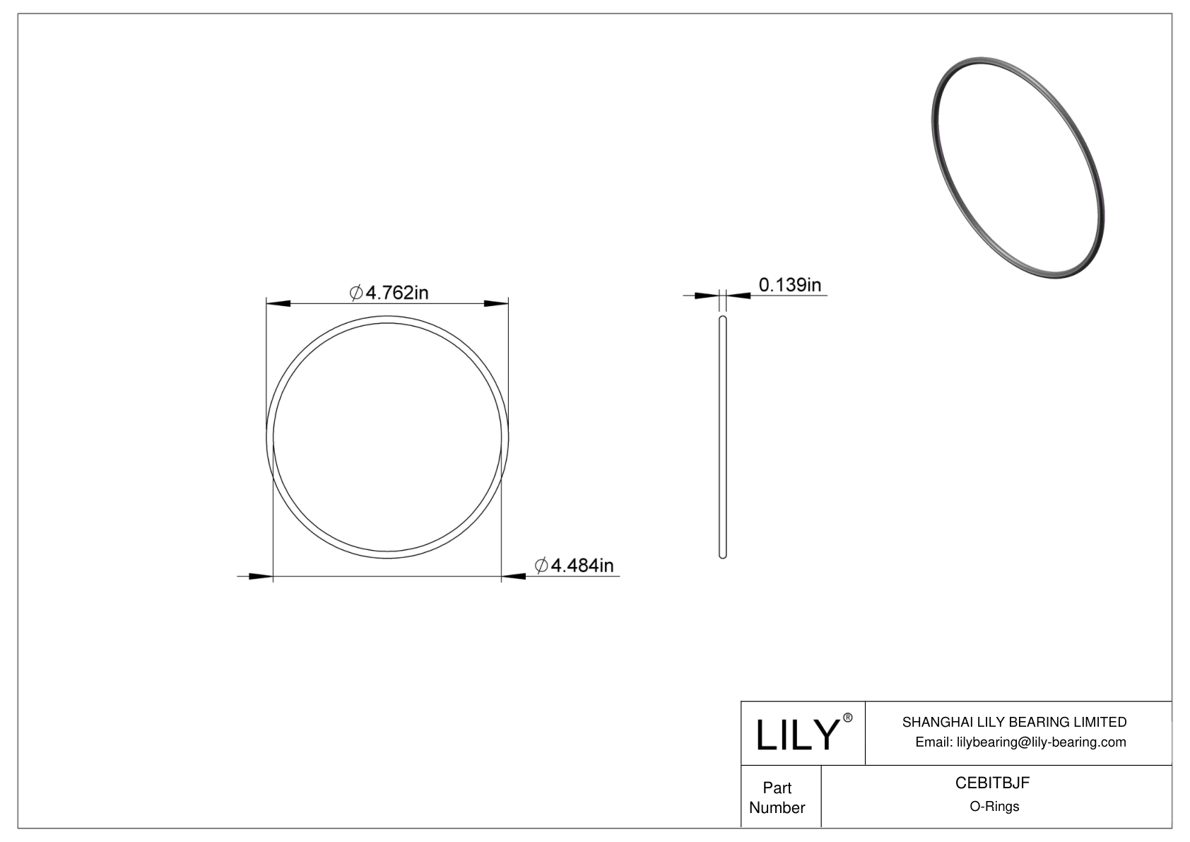 CEBITBJF Oil Resistant O-Rings Round cad drawing