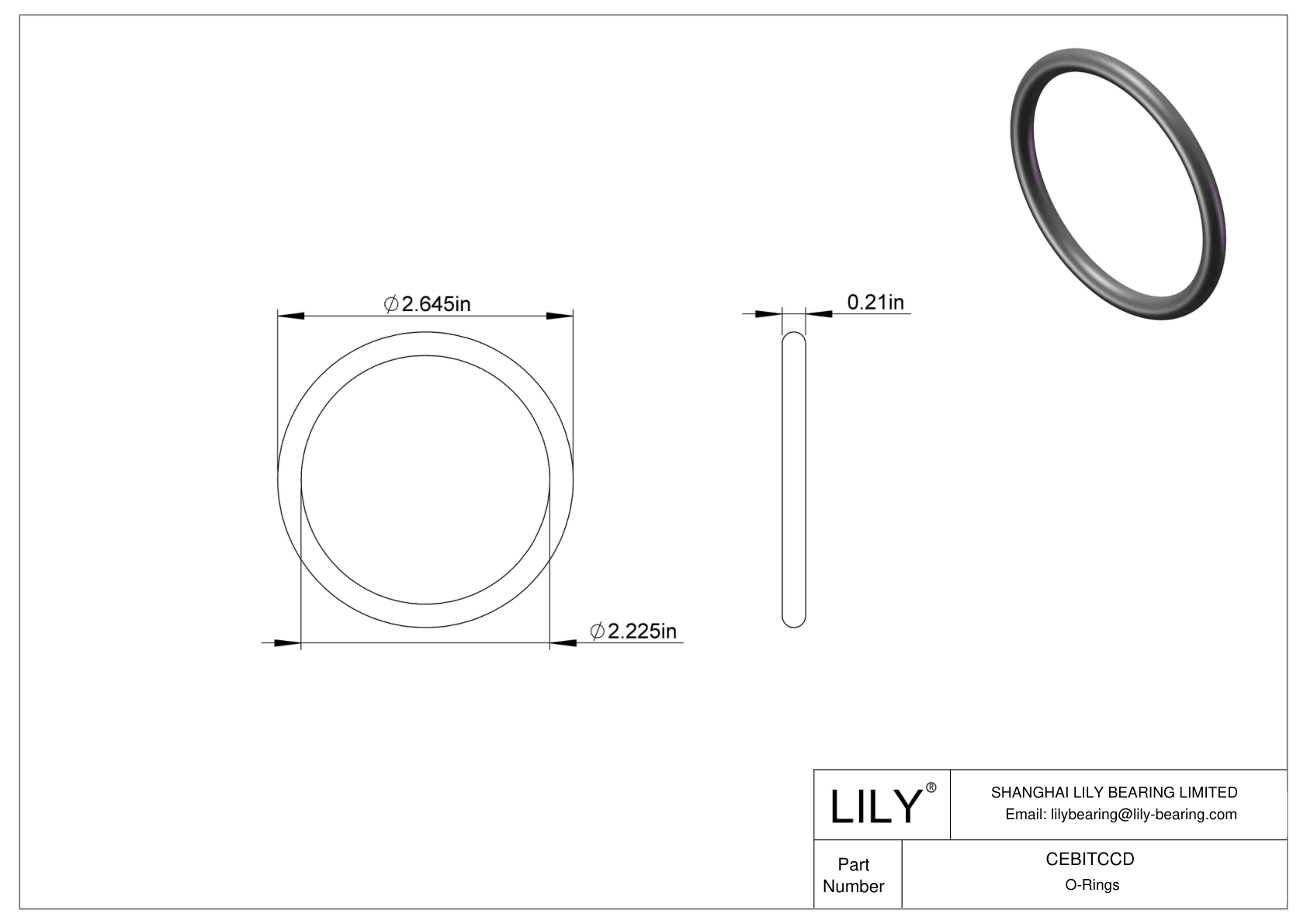 CEBITCCD Oil Resistant O-Rings Round cad drawing